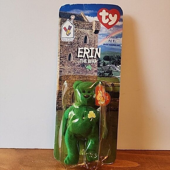 TY Beanie Baby Erin The‎ Bear 1997 Retired Plush Toy New in Package McDonalds - Picture 1 of 9
